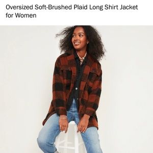 New Old Navy Oversized Plaid Long Shirt Jacket